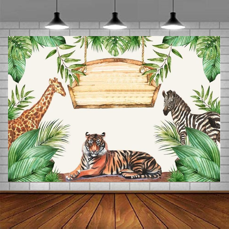 Photography Zoo - Jungle Safari Photography Backdrop Cartoon Zoo