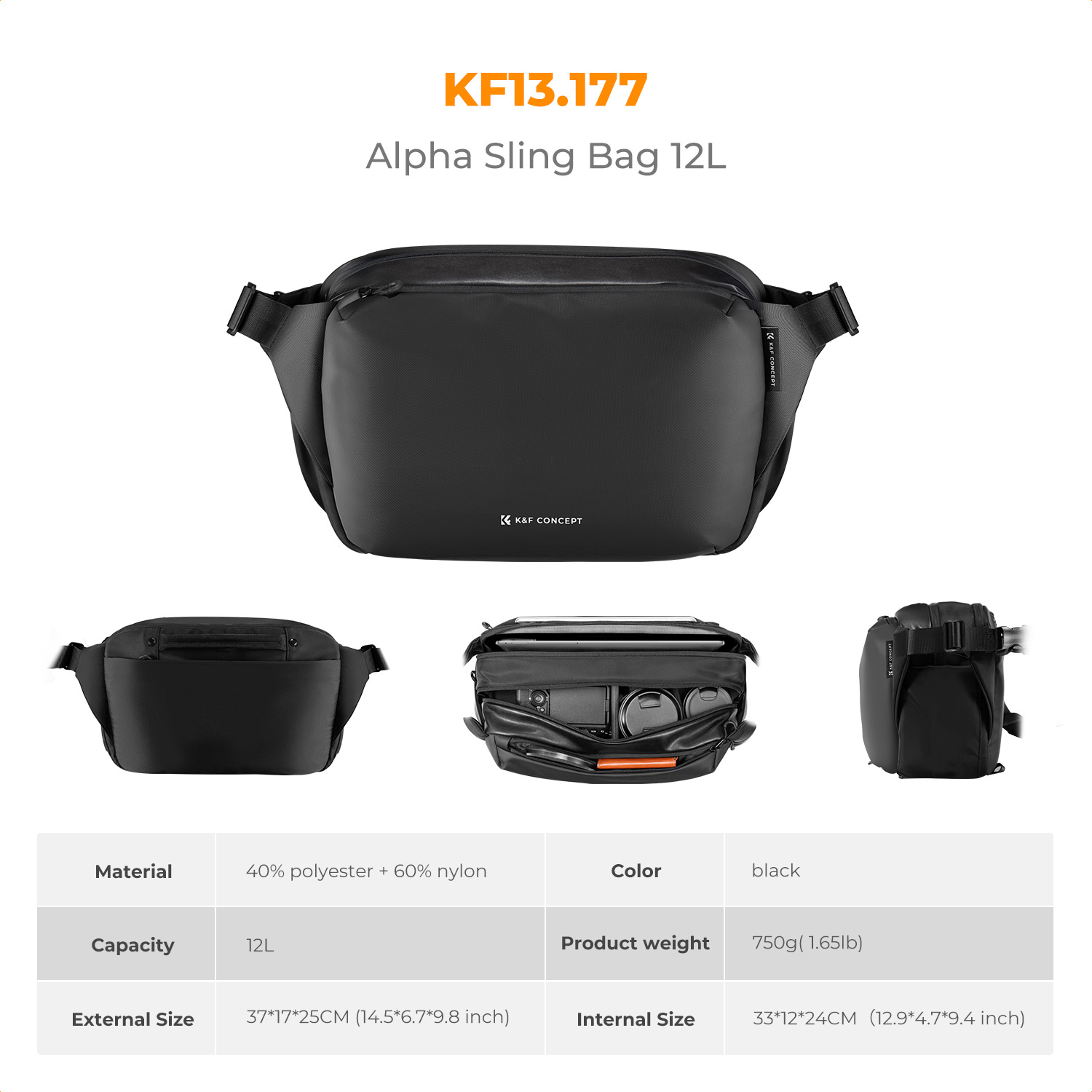 K&F CONCEPT 12L/10L Camera Sli - огляд і ціна Photography Camera